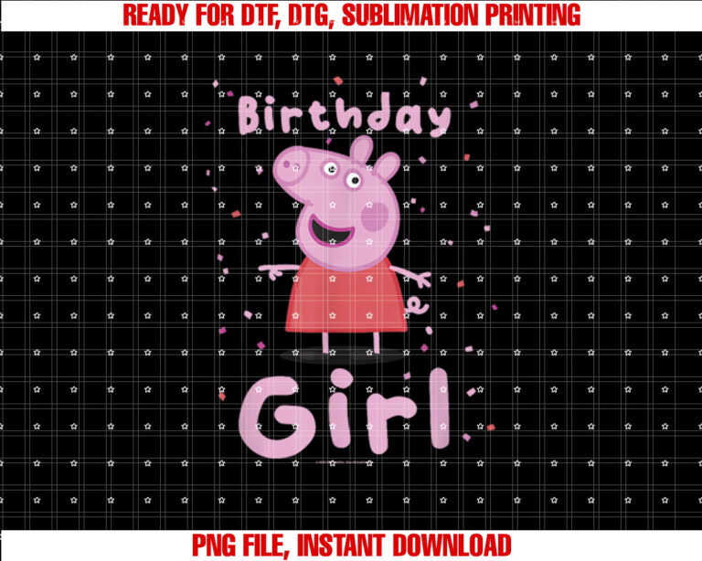 Peppa Pig Birthday Girl Pink Celebration Text T-shirt