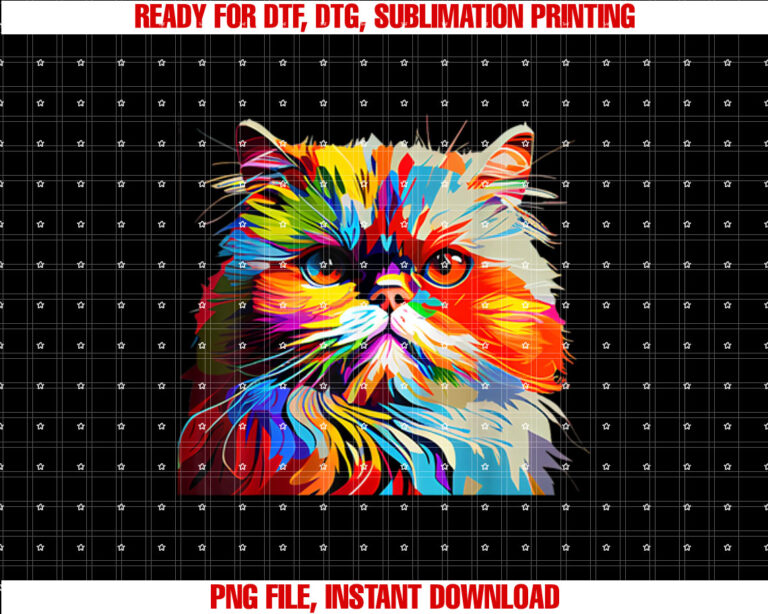 Persian Cat Lovers Colorful Pop Art Persian Cat T-shirt