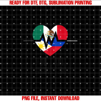 Philippines Mexico Filipino Mexipino Mexican Flag Heart T-shirt