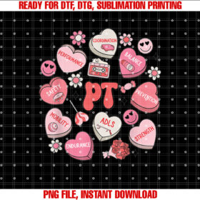 Physical Therapy Groovy Valentines Day Heart Candy Pt Pta T-shirt