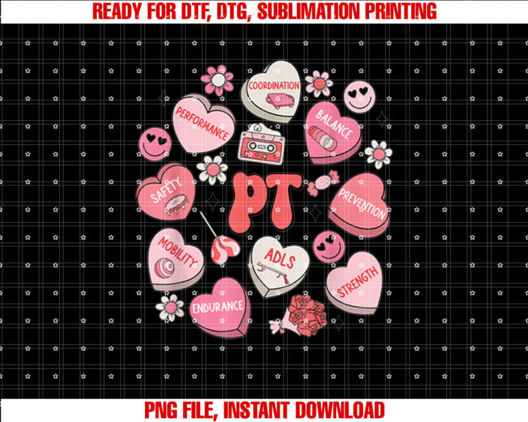 Physical Therapy Groovy Valentines Day Heart Candy PT PTA T-shirt