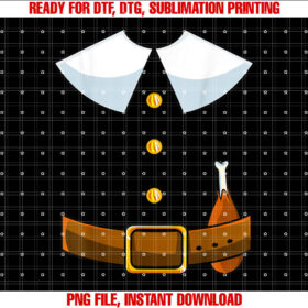 Pilgrim Costume Collar Thanksgiving Turkey Day Men Boys T-shirt
