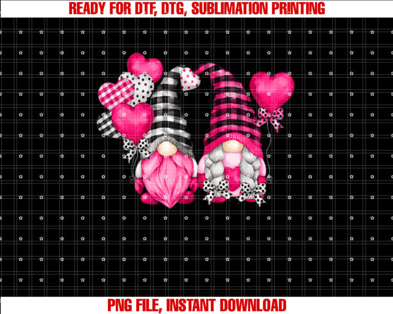 Pink Buffalo Plaid And Heart Balloons Valentines Day Gnome T-shirt