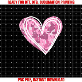 Pink Camo Print Heart Valentines Day T-shirt