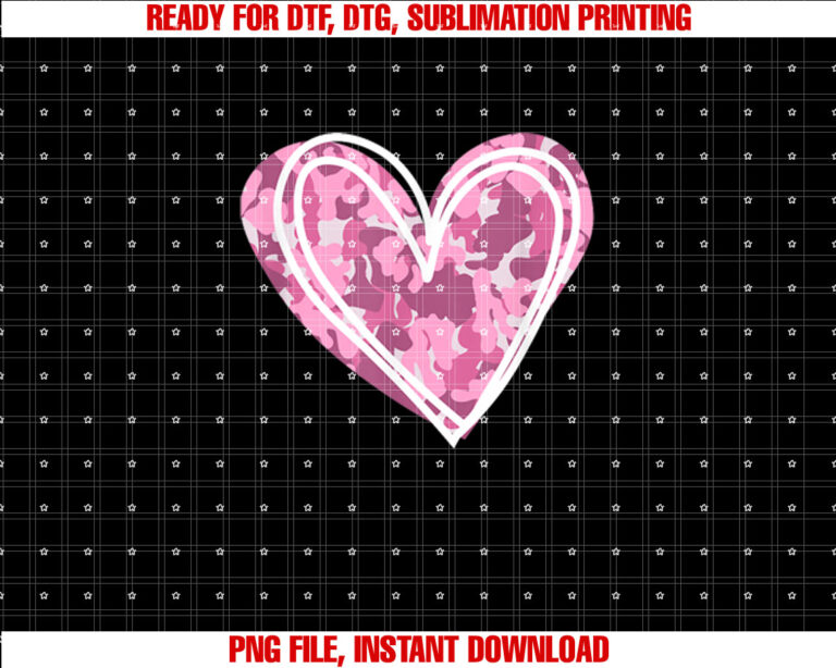 Pink Camo Print Heart Valentines Day T-shirt
