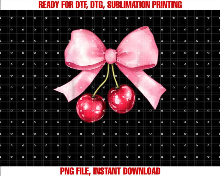 Pink Coquette Bow Cherry Birthday Cute Women Kids Girls T-shirt