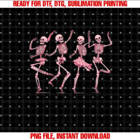 Pink Dancing Skeletons Dance Day of Dead Halloween Women T-shirt