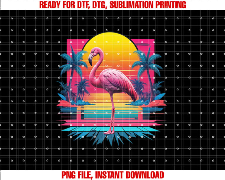 Pink Flamingo Beach Palm Trees Retro Tropical Summer Trip T-shirt