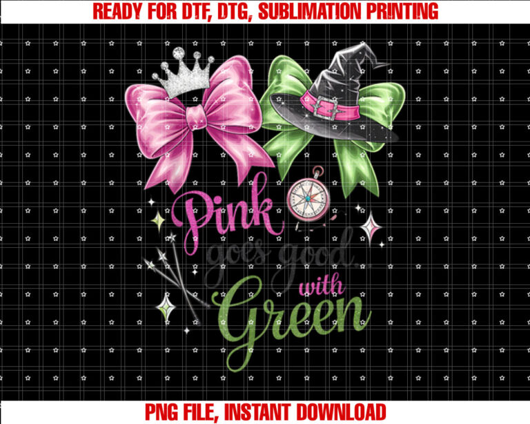 Pink Goes Good With Green Funny Halloween Witch Womens Girl T-shirt