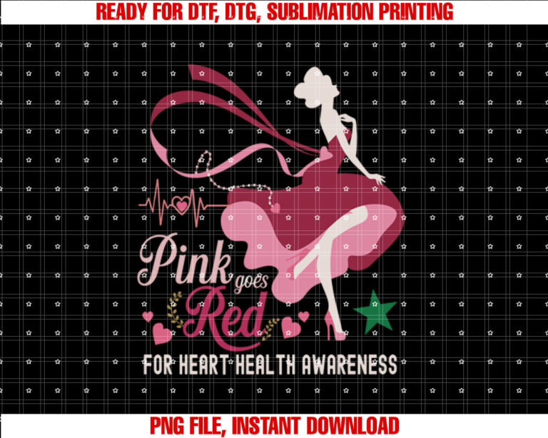 Pink Goes Red For Heart Health Awareness For Women T-shirt