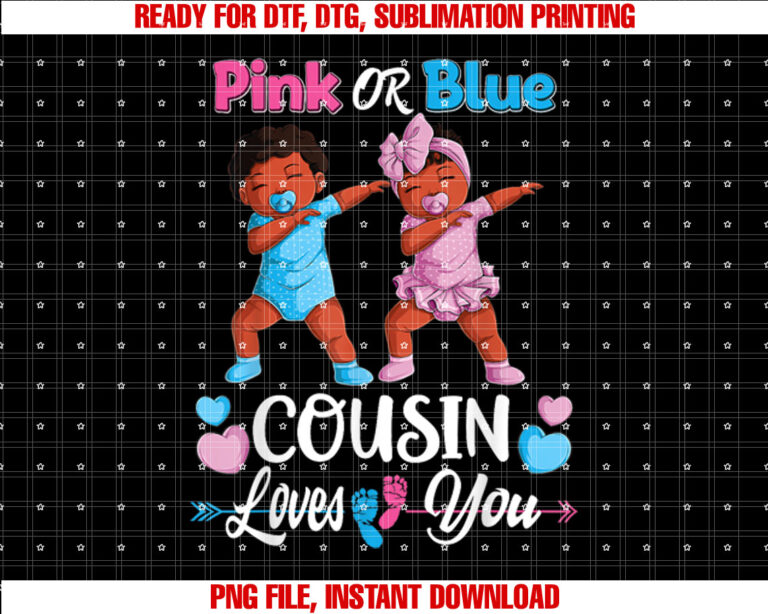 Pink Or Blue Cousin Loves You Baby Gender Reveal Party T-shirt