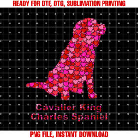 Pink Red Heart Valentines Day Cavalier King Charles Spaniel T-shirt