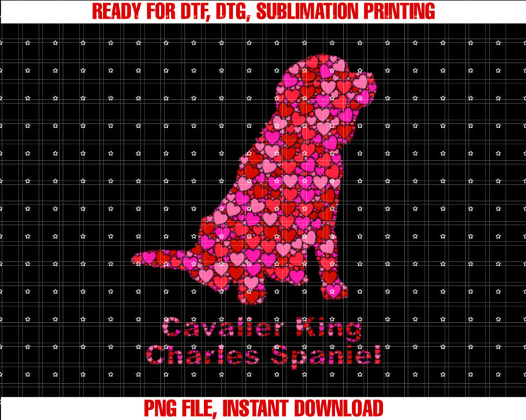 Pink Red Heart Valentines Day Cavalier King Charles Spaniel T-shirt