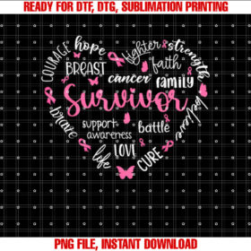Pink Ribbon Heart Breast Cancer Awareness Survivor Warrior T-shirt
