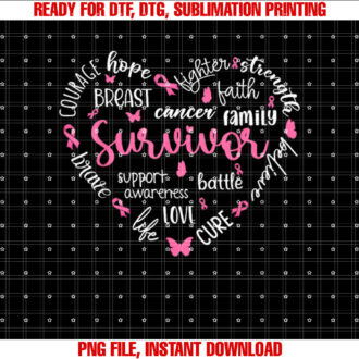 Pink Ribbon Heart Breast Cancer Awareness Survivor Warrior T-shirt