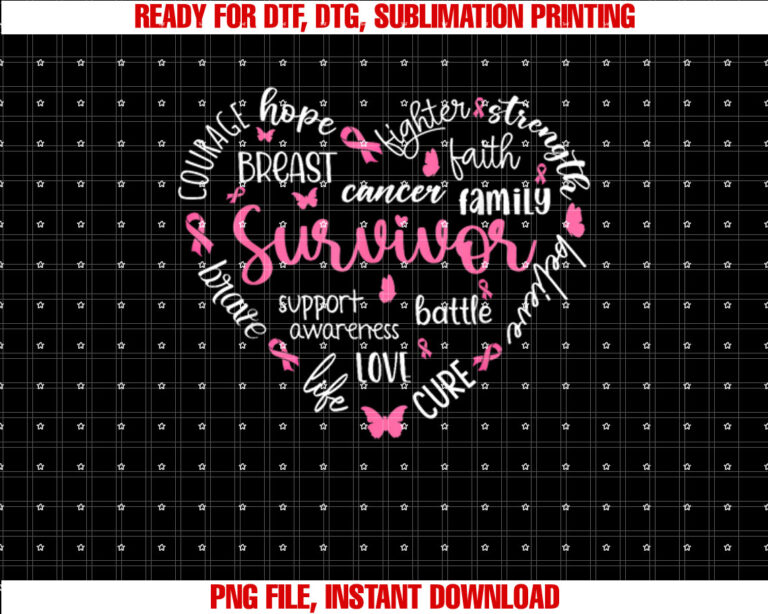 Pink Ribbon Heart Breast Cancer Awareness Survivor Warrior T-shirt