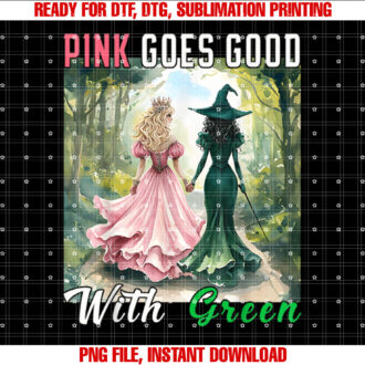 Pink Witch Goes Good With Green Halloween Witch Women Girls T-shirt