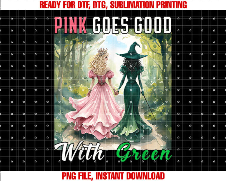 Pink Witch Goes Good With Green Halloween Witch Women Girls T-shirt