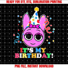 Pinki Sprunki Birthday Kids Cartoon Casual Round Neck Medium Us Imported Machine Wash Birthday T-shirt
