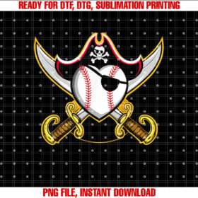 Pirate Baseball Heart Skull Pirate T-shirt