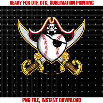 Pirate Baseball Heart Skull Pirate T-shirt