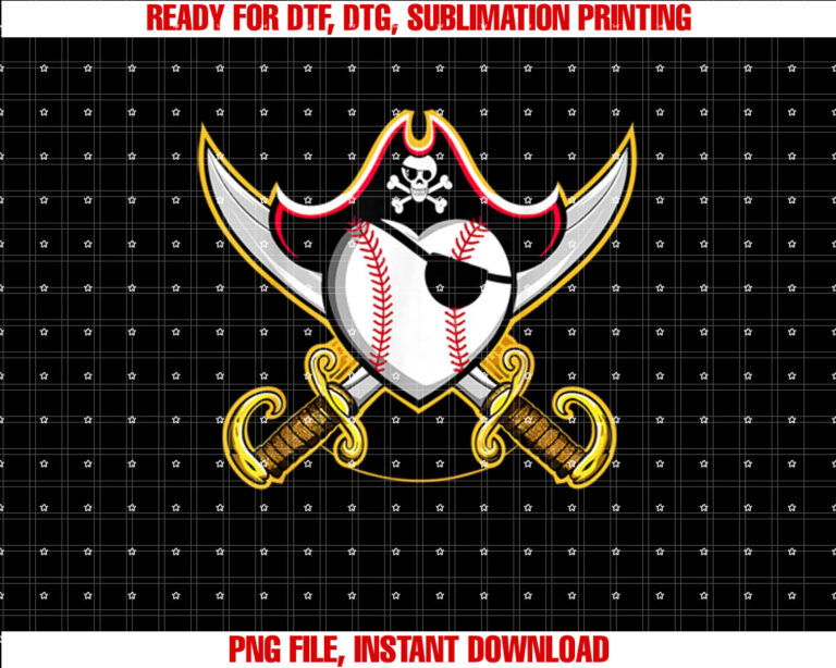 Pirate Baseball Heart Skull Pirate T-shirt