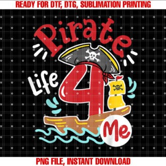 Pirate Life 4 Me 4th Birthday Party Four Years Old Kid Boys T-shirt