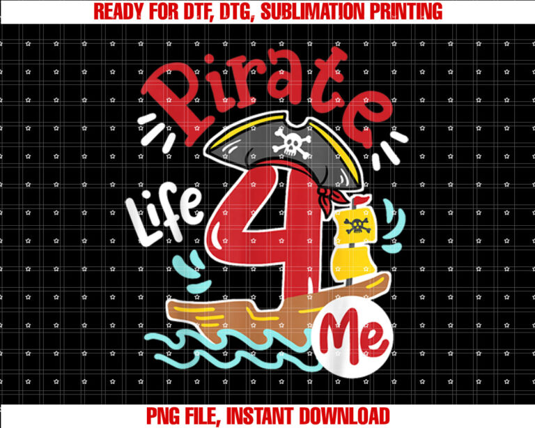 Pirate Life 4 Me 4th Birthday Party Four Years Old Kid Boys T-shirt