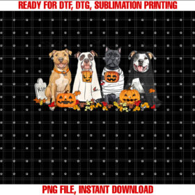 Pit Bull Dogs Ghost Witch Mummy Halloween Pumpkins Spooky T-shirt
