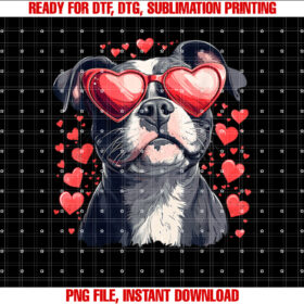 Pitbull Heart Glasses Cute Pittie Valentines Day Dog Lover T-shirt
