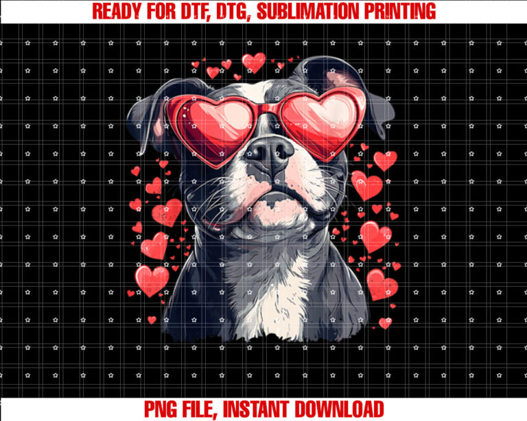 Pitbull Heart Glasses Cute Pittie Valentines Day Dog Lover T-shirt