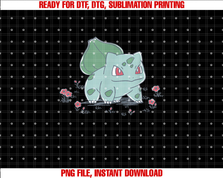 PokÃmon Bulbasaur Standing In Flower Garden Retro Sketch T-shirt