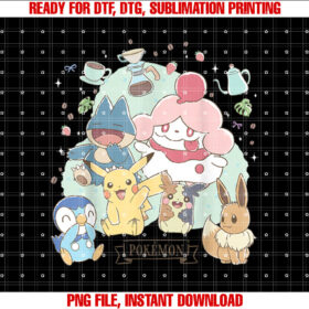 Pokãmon Cafe Pika Eevee Piplup Munchlax Morpeko Slurpuff T-shirt
