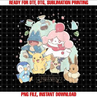 PokÃmon Cafe Pika Eevee Piplup Munchlax Morpeko Slurpuff T-shirt