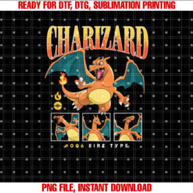 Pokãmon Charizard Fire Type Multiple Poses T-shirt