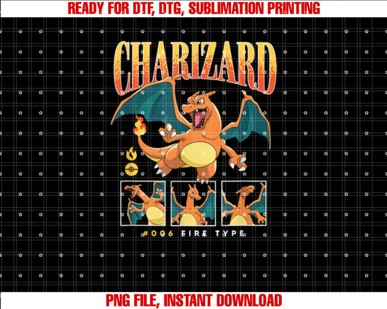 Pokãmon Charizard Fire Type Multiple Poses T-shirt