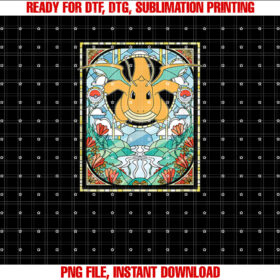 Pokãmon Dragonite Stained Glass Dragon Type Generation 1 T-shirt