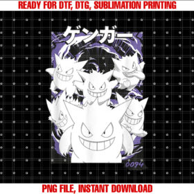 Pokãmon Gengar 0094 Multiple Faces Vintage T-shirt