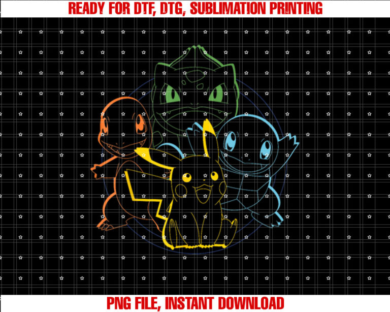 PokÃmon Pikachu Charmander Bulbasaur Squirtle Kanto Circle T-shirt