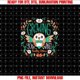 Pokãmon Rowlet Growing Your Wings Takes Time T-shirt