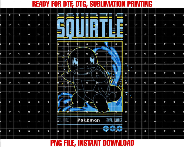 PokÃmon Squirtle Water Type Schematic T-shirt