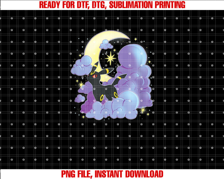 Pokãmon Umbreon Celestial Moon With Clouds or Navy T-shirt