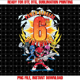 Power Rangers Awesome 6th Birthday Mini Action Shot T-shirt
