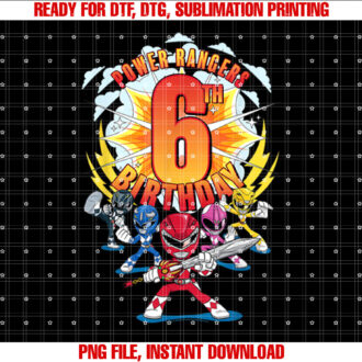 Power Rangers Awesome 6th Birthday Mini Action Shot T-shirt
