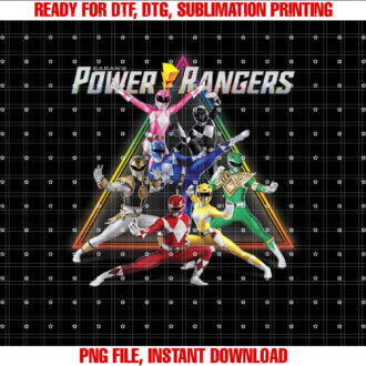 Power Rangers Rainbow Pyramid Retro Action Portrait T-shirt