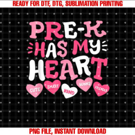 Prek Has My Heart Groovy Valentines Day Teacher Women T-shirt