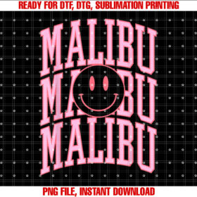 Preppy Varsity Pink Malibu California Women n Girl T-shirt
