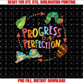 Progress Over Perfection Caterpillar Back to School Teacher T-shirt