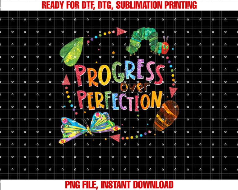 Progress Over Perfection Caterpillar Back To School Teacher T-shirt
