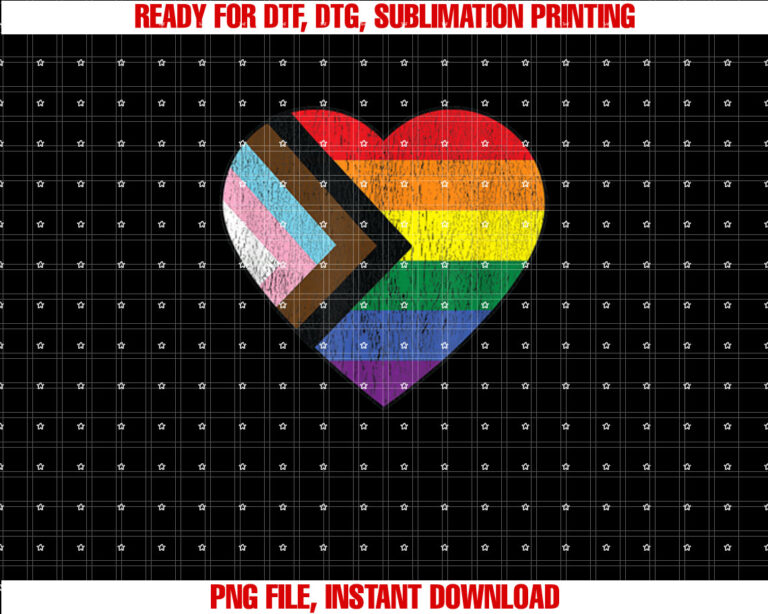 Progress Pride Flag Rainbow Heart Vintage Retro Love LGBTQ T-shirt